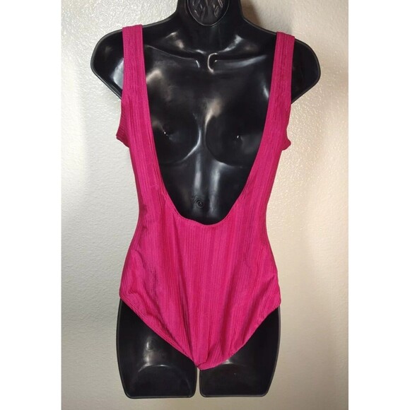 Vintage 90's Catalina Solid Hot Pink Swimsuit Size 1X - Picture 3 of 13
